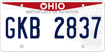 OH license plate GKB2837