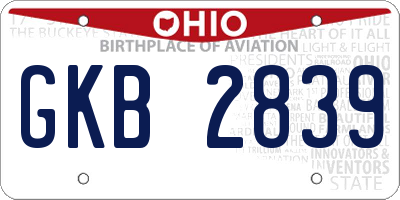 OH license plate GKB2839