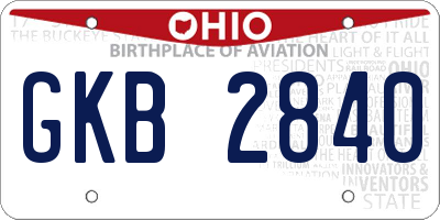 OH license plate GKB2840