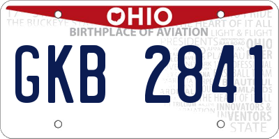 OH license plate GKB2841