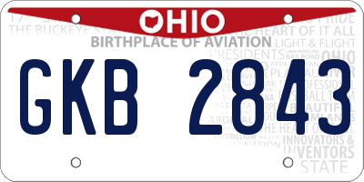 OH license plate GKB2843