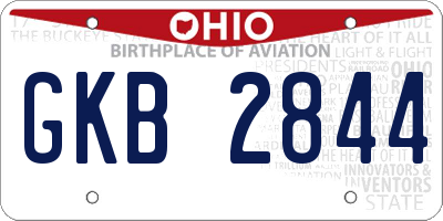 OH license plate GKB2844