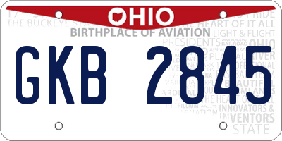 OH license plate GKB2845