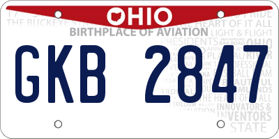 OH license plate GKB2847