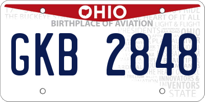 OH license plate GKB2848