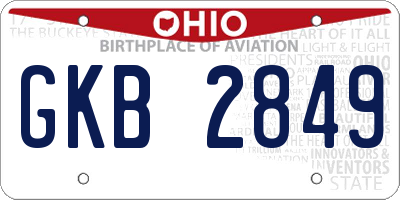 OH license plate GKB2849