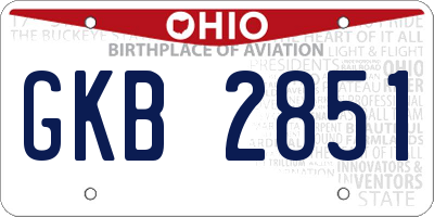 OH license plate GKB2851