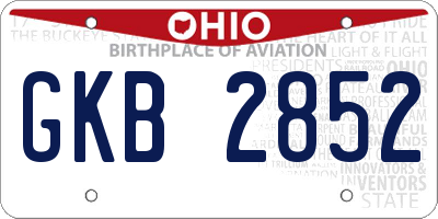 OH license plate GKB2852