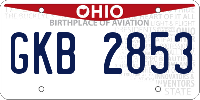 OH license plate GKB2853