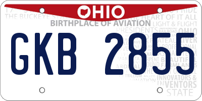 OH license plate GKB2855