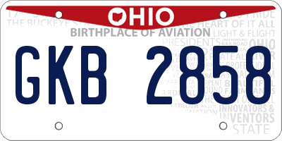 OH license plate GKB2858
