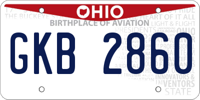 OH license plate GKB2860