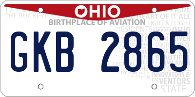 OH license plate GKB2865