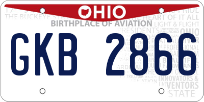 OH license plate GKB2866