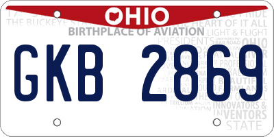 OH license plate GKB2869