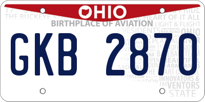 OH license plate GKB2870