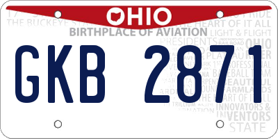 OH license plate GKB2871