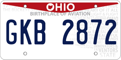 OH license plate GKB2872