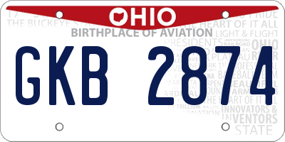 OH license plate GKB2874