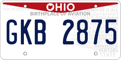 OH license plate GKB2875