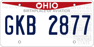 OH license plate GKB2877