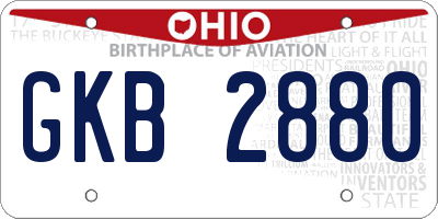 OH license plate GKB2880