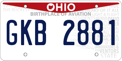 OH license plate GKB2881