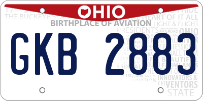 OH license plate GKB2883