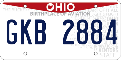 OH license plate GKB2884