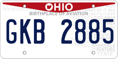OH license plate GKB2885