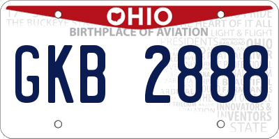 OH license plate GKB2888