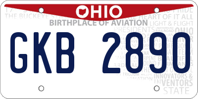 OH license plate GKB2890
