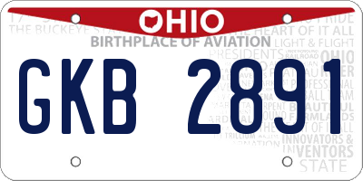 OH license plate GKB2891