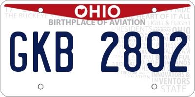 OH license plate GKB2892