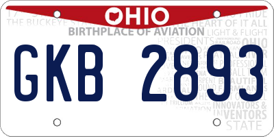 OH license plate GKB2893