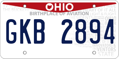 OH license plate GKB2894