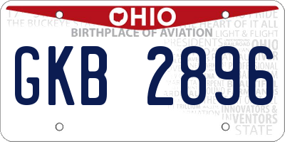 OH license plate GKB2896