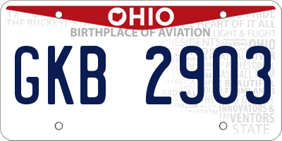 OH license plate GKB2903