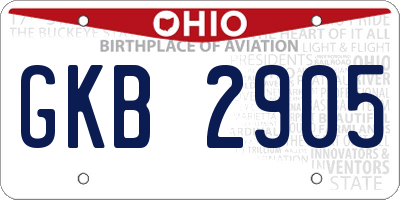 OH license plate GKB2905