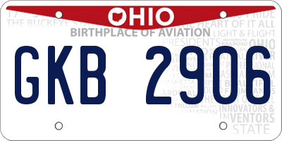 OH license plate GKB2906