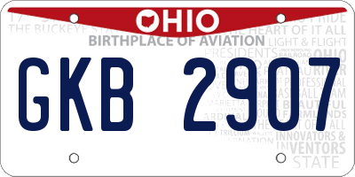 OH license plate GKB2907