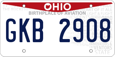 OH license plate GKB2908