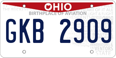 OH license plate GKB2909