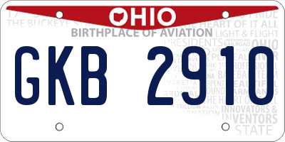 OH license plate GKB2910