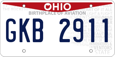 OH license plate GKB2911