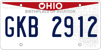 OH license plate GKB2912