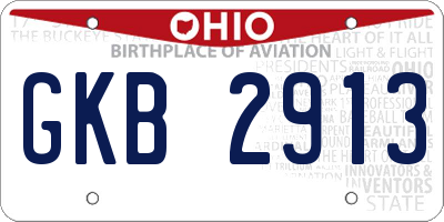 OH license plate GKB2913