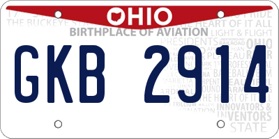 OH license plate GKB2914
