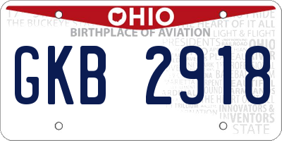 OH license plate GKB2918