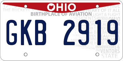 OH license plate GKB2919